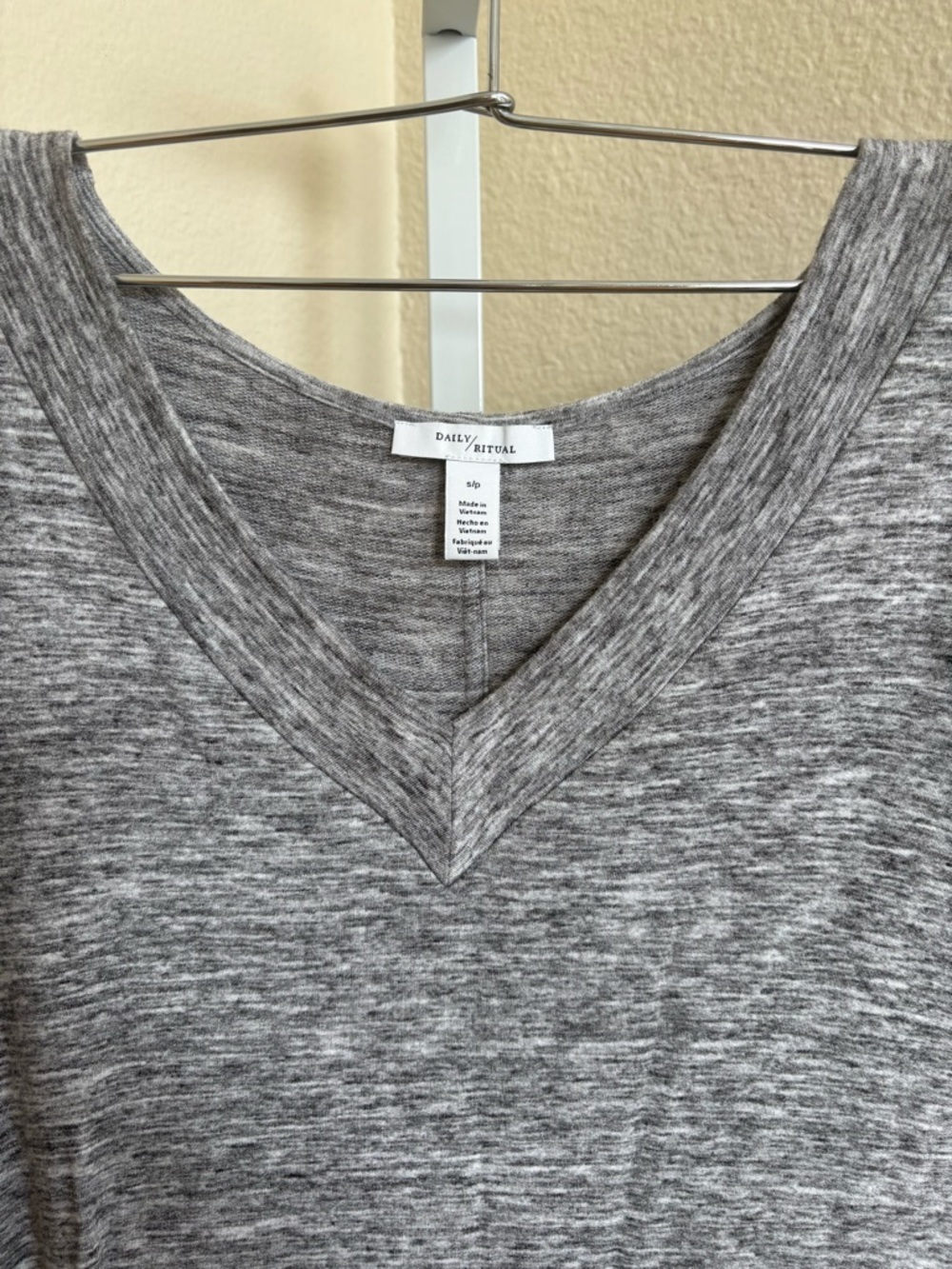 Daily Practice V Neck 3/4 Quarter Sleeve Sweater Dress in Heather Grey - Size S - Picture 5 of 5
